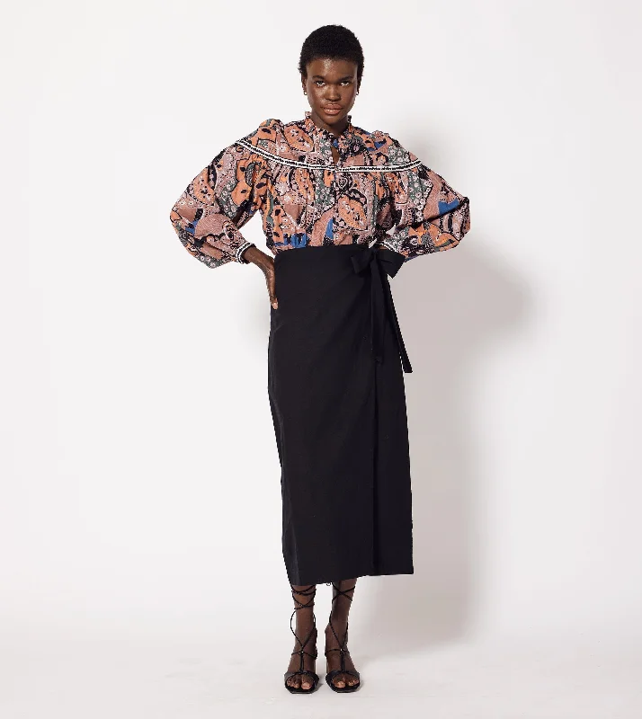Marion Midi Skirt | Black lace skirt feminine