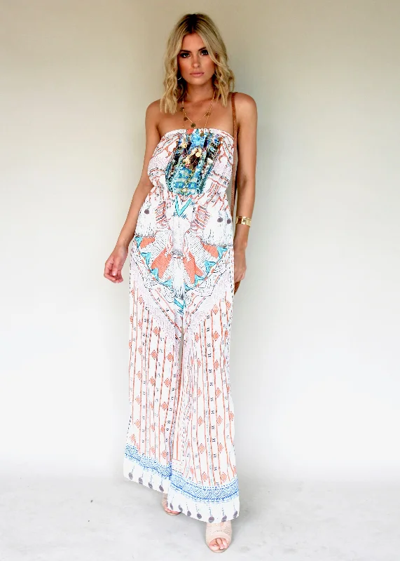 Love Affair Strapless Pantsuit - Tribal Trendy Wide-Legged Trousers