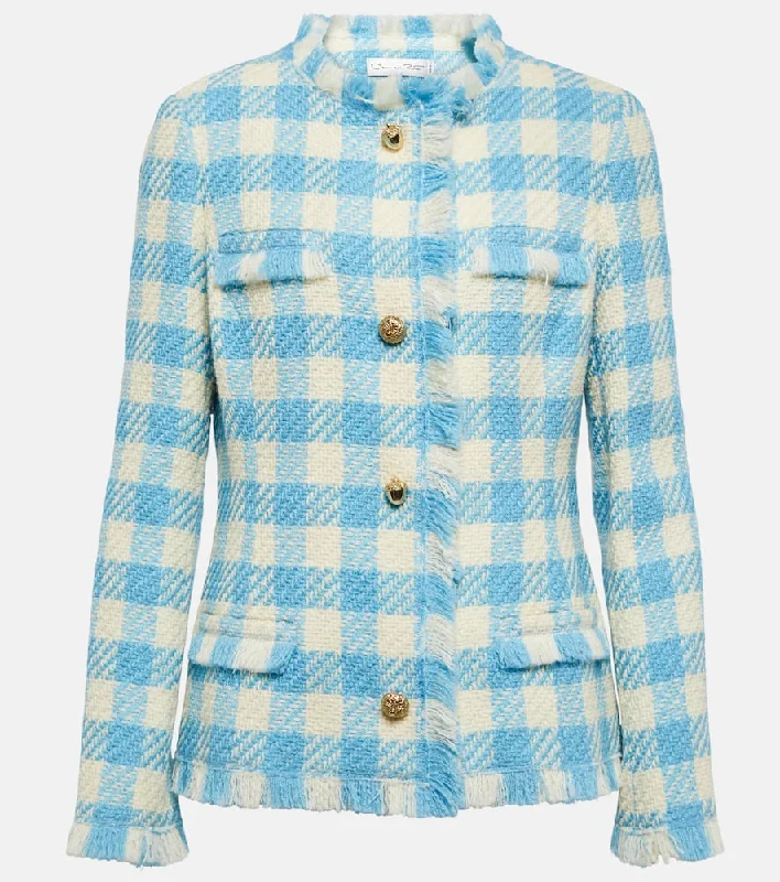 Oscar de la Renta Gingham wool jacket Knit Fabric Woven Fabric Fleece Fabric