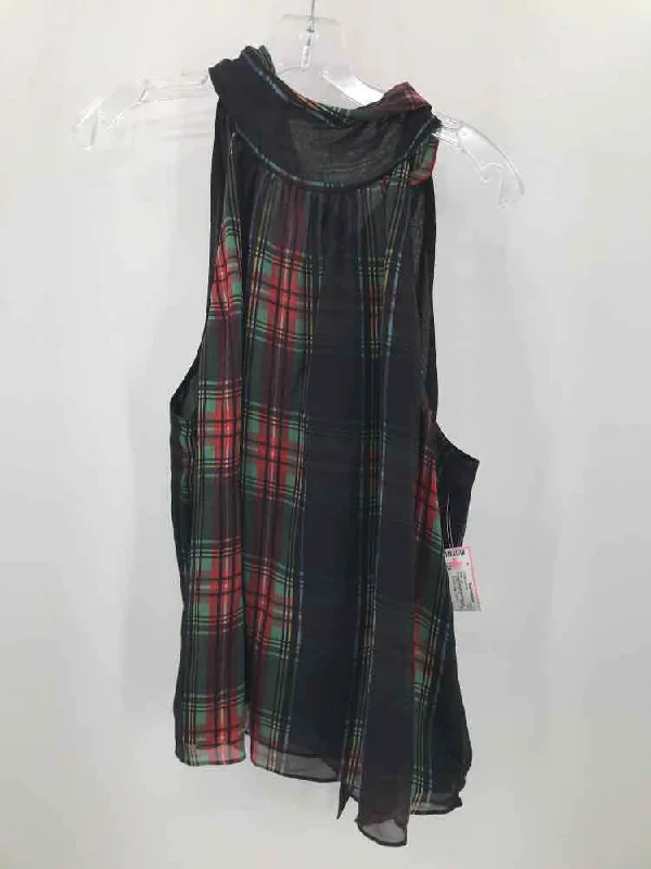 Pre-Owned J crew Collection Black Size Large Plaid Tank Top gold tank top