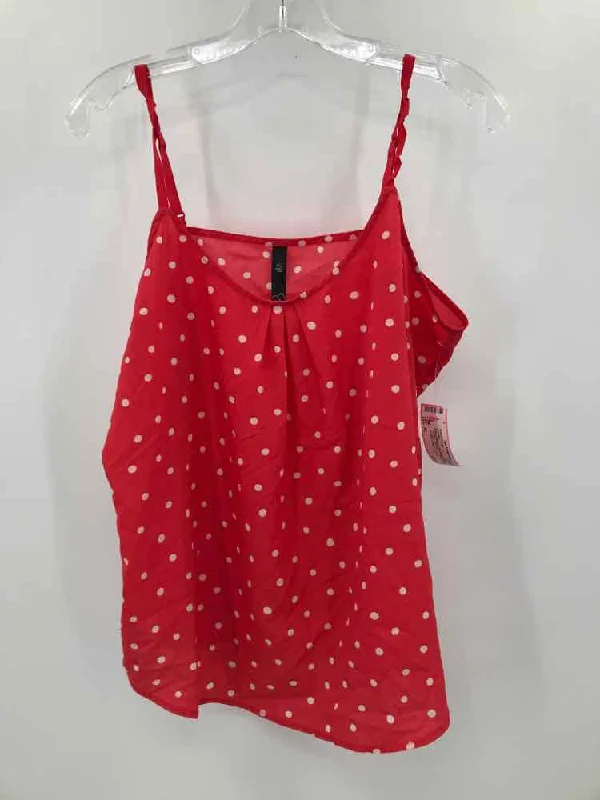 Pre-Owned Jessica Simpson Red Size XL Polka Dot Tank Top lightweight tank top