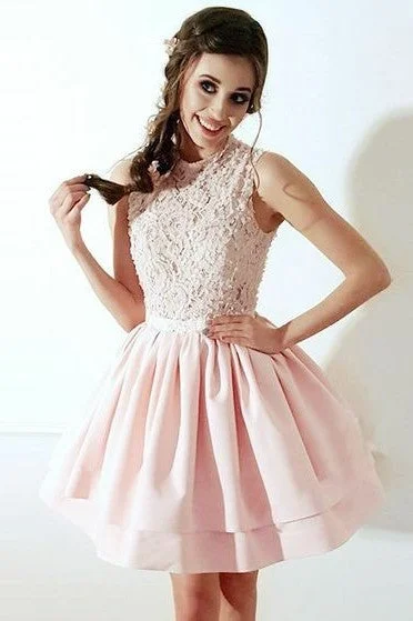 Lace Sleeveless Light-Pink Homecoming Gown with Layers Skirt silk skirt sleek