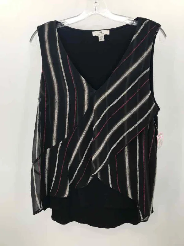 Pre-Owned H Halston Black Size XL Tank Top trendy tank top