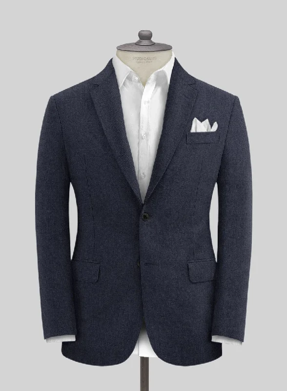 Solbiati Pericle Dark Blue Linen Jacket Zip Front Button Front Snap Front