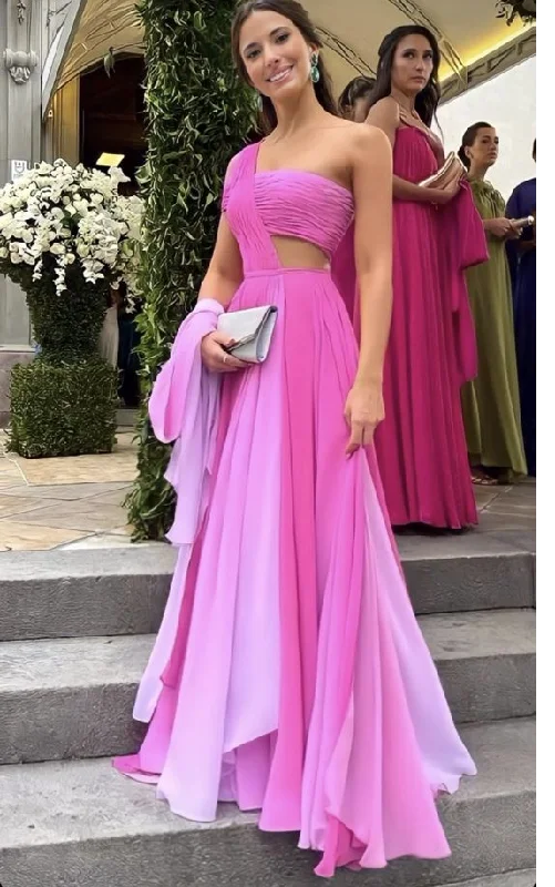 Pink One Shoulder A-Line Long Formal Party Dress Evening Dress, DP2982 Tunics Modern contemporary Pink One Shoulder A-Line Long Formal Party Dress Evening Dress, DP2982 Tunics Modern contemporary