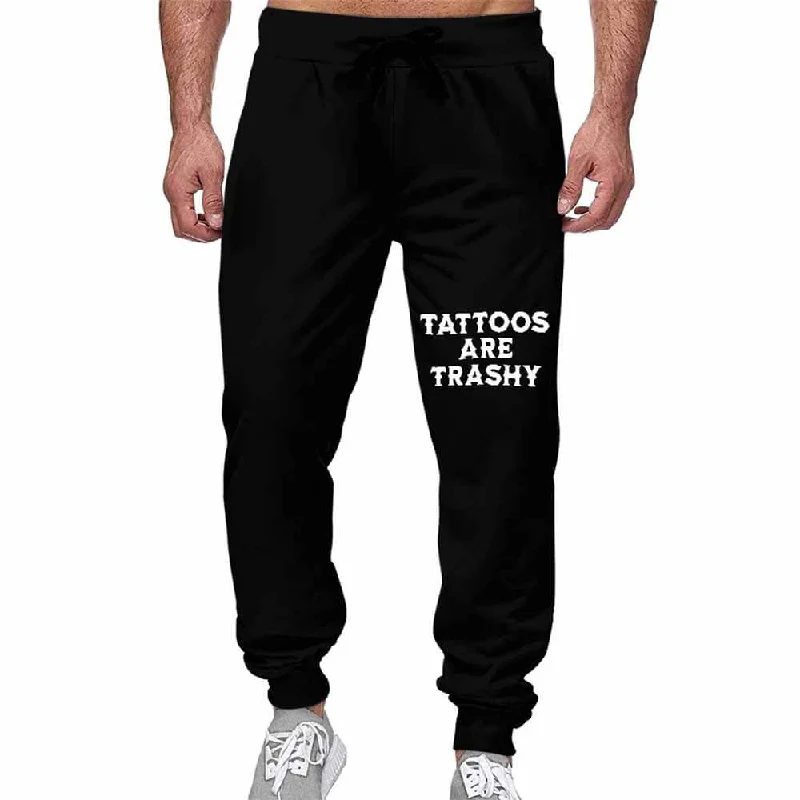 Tattoos Are Trashy Casual Elastic Drawstring Pants Comfy Zip-Up Pants