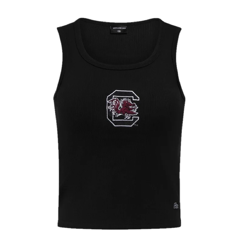 SOUTH CAROLINA GAMECOCKS BLACK MVP CROP TANK metallic tank top