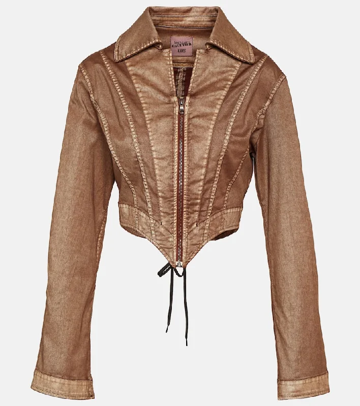 Jean Paul Gaultier x KNWLS cropped denim corset jacket Faux Fur Jacket Real Fur Jacket Shearling Jacket Jean Paul Gaultier x KNWLS cropped denim corset jacket Faux Fur Jacket Real Fur Jacket Shearling Jacket