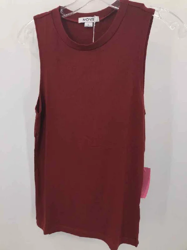 Pre-Owned Monte Brown Size Large Tank Top cutout tank top