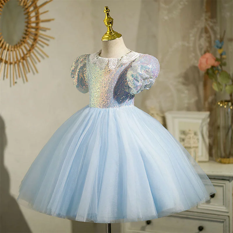 Toddler Prom Dress Girl Birthday Party Dress Lace Collar Sequin Puff Sleeves Dress Tunics Favorite customer Toddler Prom Dress Girl Birthday Party Dress Lace Collar Sequin Puff Sleeves Dress Tunics Favorite customer