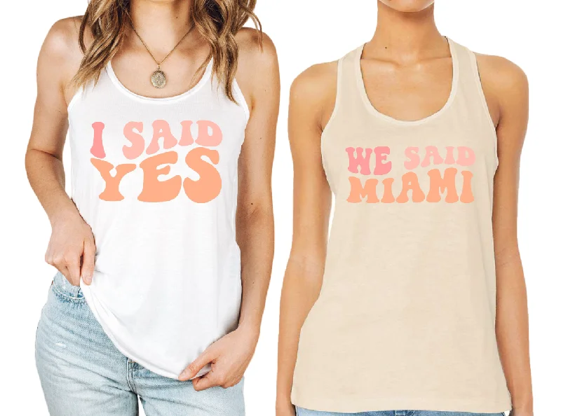 Wavy I said Yes, We Said Miami, South Beach Bach, Retro Batch Tanks, Bachelorette Party Tank Tops, adorable tank top
