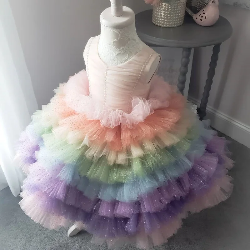 Girl Rainbow Dress Baby Girl Colorful Birthday Party Dress Toddler Formal Princess Dresses Tunics New arrival Girl Rainbow Dress Baby Girl Colorful Birthday Party Dress Toddler Formal Princess Dresses Tunics New arrival