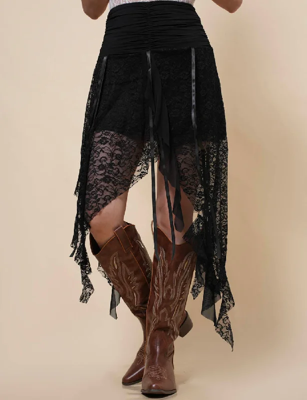 Ladies Floral Lace Inregular Hem Skirt SKS41020 chiffon skirt airy