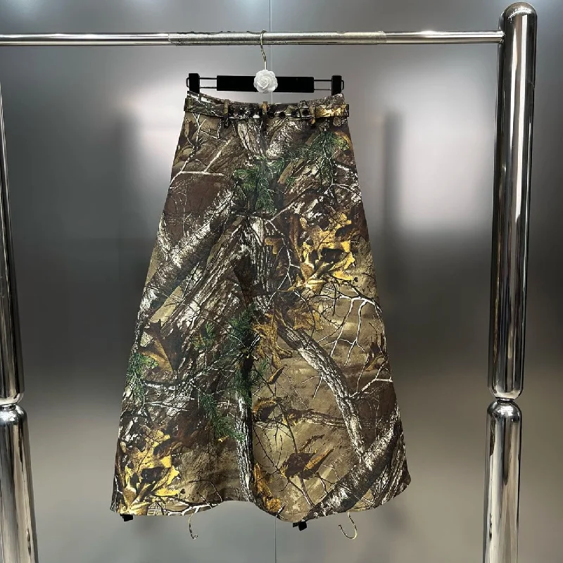 OUDINA Street Trendy Personalized Multi-button Elastic Waist Pattern A-line Cargo Camouflage Camo Skirts For Women velvet skirt plush OUDINA Street Trendy Personalized Multi-button Elastic Waist Pattern A-line Cargo Camouflage Camo Skirts For Women velvet skirt plush